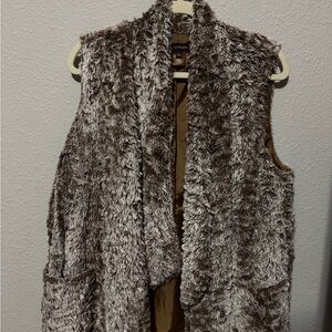 Multiples Brown Faux Fur Sleeveless Vest